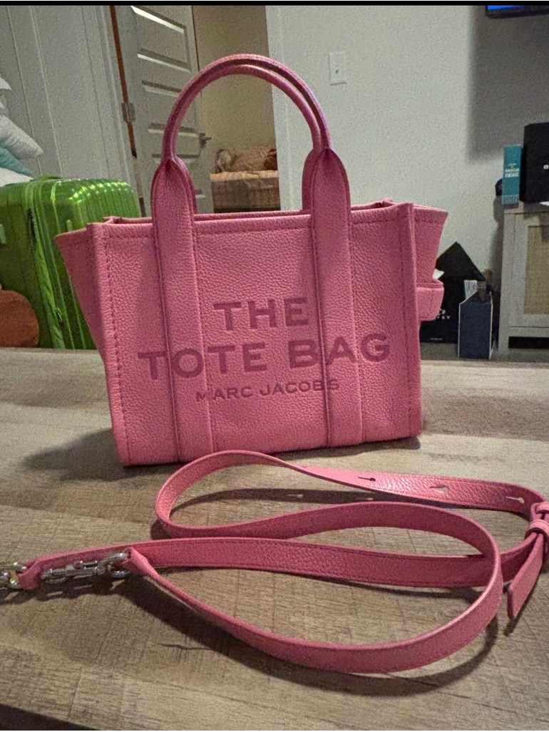 Marc Jacobs Pink Canvas The Tote Bag Small With Strap